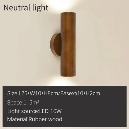 Applique murale nordique en bâton de bois brillant orientable vers le bas — LZ4X9JQ