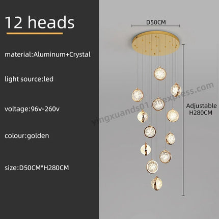 Lustre rotatif en cristal style nordique pour éclairage intérieur — LZ4X9P