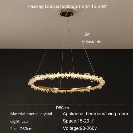 lustre nordique de luxe en cristal pour décoration moderne
