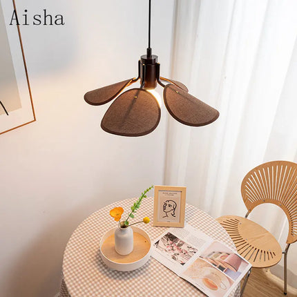 Lustre vintage en tissu tissé style japonais pour éclairage décoratif — LZ4X9P