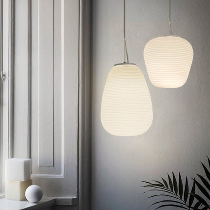 Suspension LED en verre blanc laiteux Caligari design — LZ4X9M