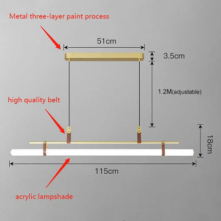 Lustre minimaliste bande led style tube lustre luminaire