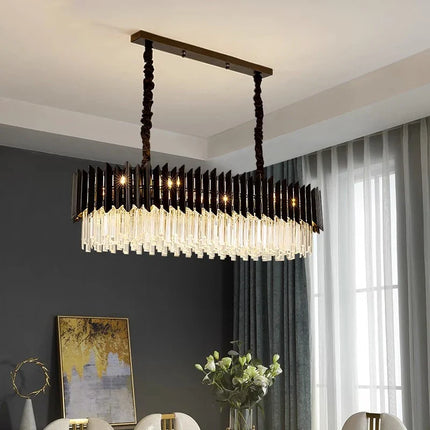 Plafonnier LED ovale en cristal noir doré à intensité variable — LZ4X9J