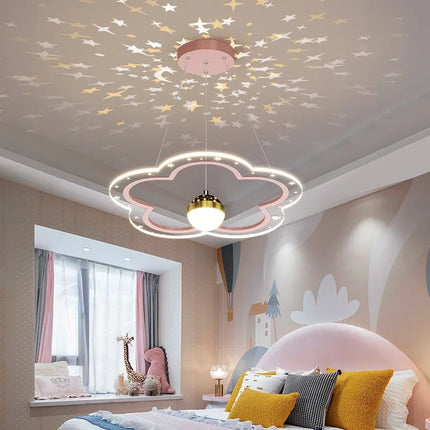 Lustre LED moderne nuage et fleur effet ciel étoilé intérieur — LZ4X9P2Q