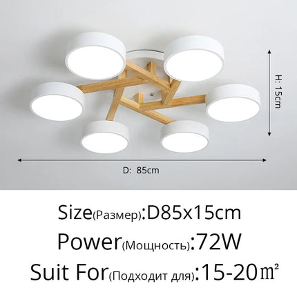 Lustre LED suspension style nordique en bois massif — LZ4X9P
