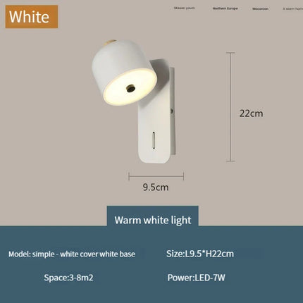 Applique murale nordique rotative avec interrupteur intégré pour éclairage intérieur — LZ4X9T2