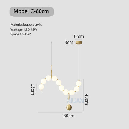 Lustre suspension blanc en acrylique orné de perles — LZ4X9Q2