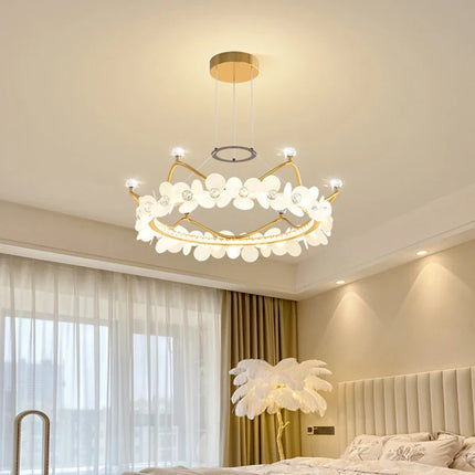 Lustre en cristal avec couronne dorée et étoile pour décoration enfant — LZ4X9P2