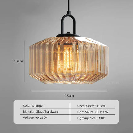 lustre rétro suspendu en verre avec lumière led décorative