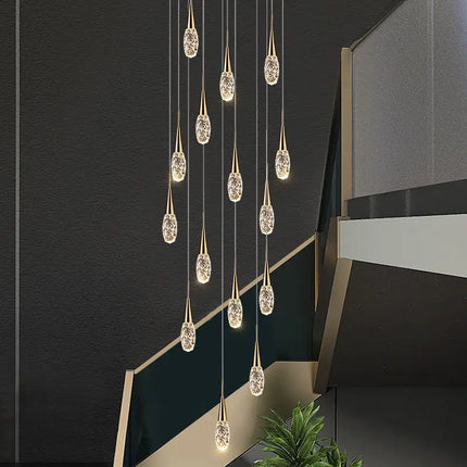 Lustre rotatif en cristal pour escalier duplex moderne de luxe — LZ4X9P2Q