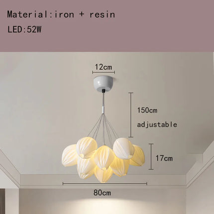 Lustre en résine avec abat-jour métallique au style romantique — LZ4F7Q2