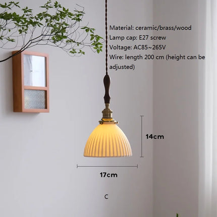 Lustre suspension vintage en céramique et laiton — LZ4P9XQ