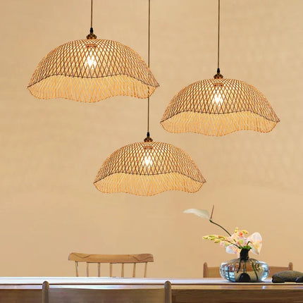 Suspension rétro en bambou tressé pour salon et restaurant — LZ4X9D7