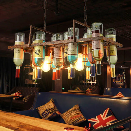 Lustre suspension vintage en verre bouteille pour bar et café E27 LED — LZ4X7M