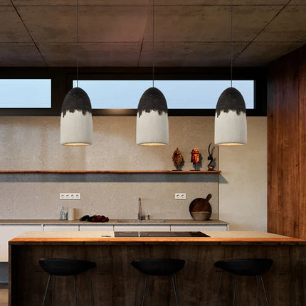 Suspension LED noire et blanche style Wabi Sabi pour café et chambre — LZ4X9M