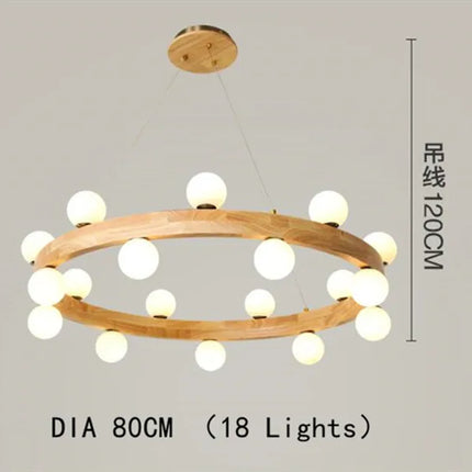 Suspension ronde en bois style nordique pour salon et salle à manger — LZ4X9P