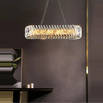 Lustre rond moderne LED à intensité variable avec cristal — LZ4X9T