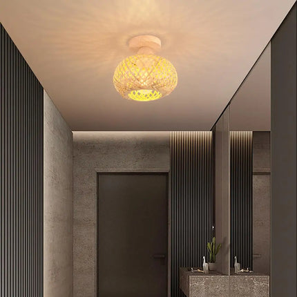 Plafonnier rétro en bambou tissé pour intérieur décoratif — LZ4X9Q