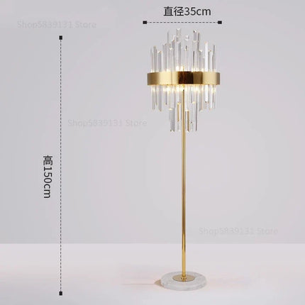 Lampadaire nordique post-moderne en cristal doré LED — LZ4X9M