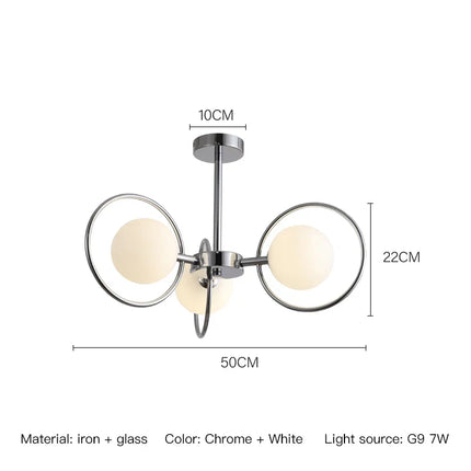 Lustre suspension nordique en chrome avec globes décoratifs — LZ4P9XQ