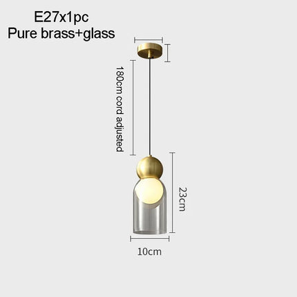 Suspension en verre transparent avec tête décorative en cuivre — LZ4X9P
