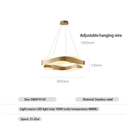 Suspension lustre anneau doré au design nordique moderne — LZ4X9P