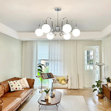 Lustre moderne en chrome avec suspension en verre transparent — LZ4X9B