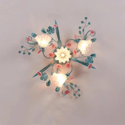 Plafonnier rétro en céramique décor fleurs et plantes lumineuses — LZ4X9Q7N