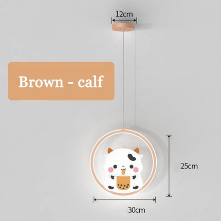 Suspension enfant motif vache et ours rose pour chambre — LZ4F7XQ
