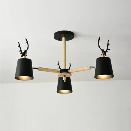 Plafonnier moderne en bois motif cerf pour décoration intérieure — LZ4X9P2