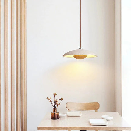 Lustre suspension LED rétro en travertin style wabi-sabi — LZ4X9Q2