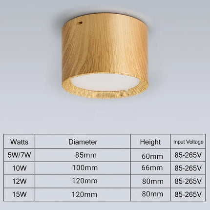 Plafonnier LED mini dimmable effet grain de bois pour salon et chambre 220V 110V — LZ4X7Q
