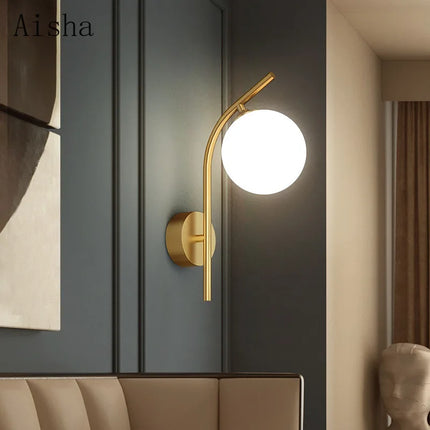 Applique murale en cuivre avec globe en verre au design élégant — LZ4X9T2