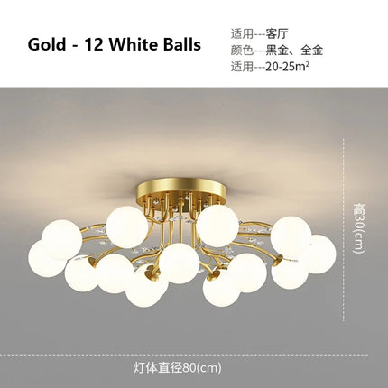 Lustre suspension boule en verre doré style nordique — LZ4X9P2