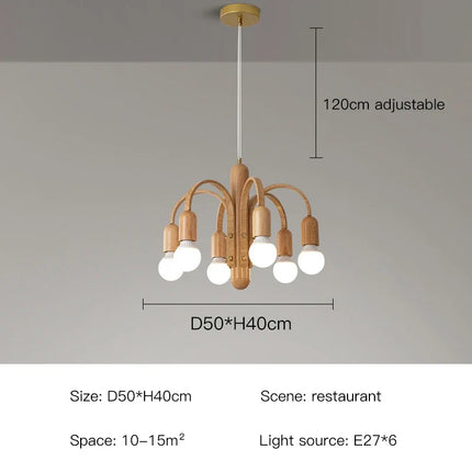 Lustre LED vintage style nordique imitation bois pour intérieur moderne — LZ4P9X