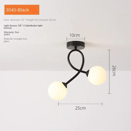 Plafonnier en verre noir pour couloir, balcon et entrée — LZ4X9M