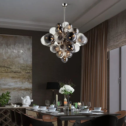 Lustre suspension nordique en fer avec bulles de verre — LZ4X9T