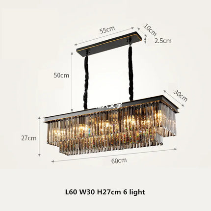 Lustre LED rétro américain en métal avec chaîne et cristal — LZ4X9P