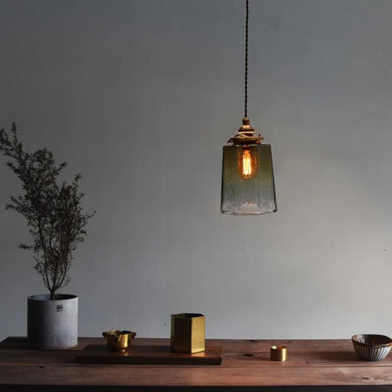 Suspension luxueuse en verre et cuivre style antique — LZ4X9P