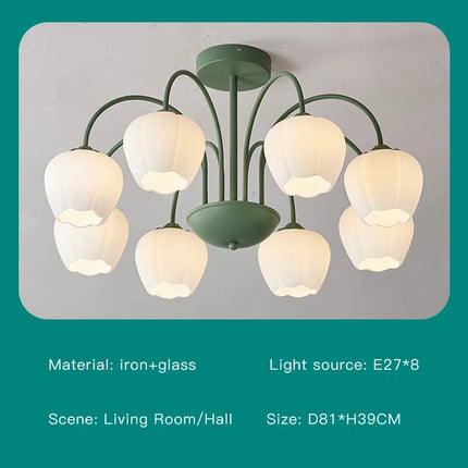 Lustre en verre à pétales pour décoration intérieure kawaii — LZ4X9T