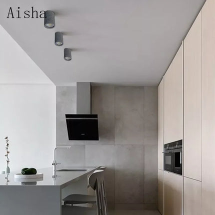 Plafonnier LED rond en ciment au design minimaliste pour intérieur — LZ4X9Q2