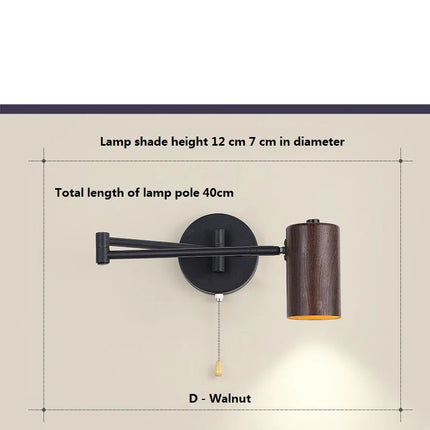 Applique murale en bois avec bras pivotant réglable — LZ4N7Q2