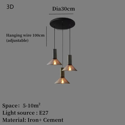 Suspension industrielle en béton avec abat-jour en fer — LZ4X9P