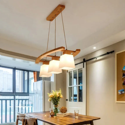 Suspension LED en bois au design japonais moderne — LZ4X9T2