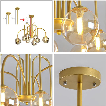 Lustre LED vintage en verre soufflé à la main — LZ4X9T2