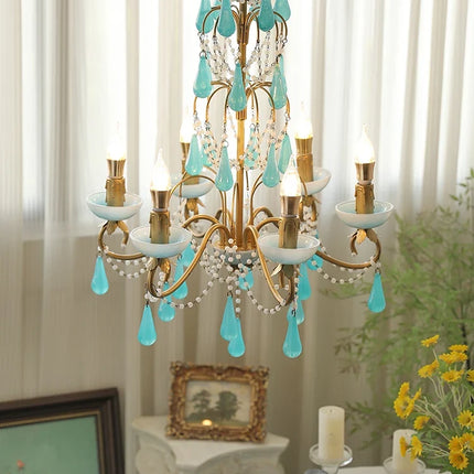 Lustre suspension art déco en cristal et verre goutte d'eau — LZ4X9M