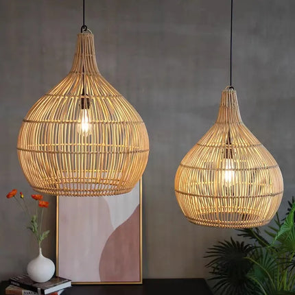 Suspension en osier tissée main forme cage japonaise — LZ4X9T2