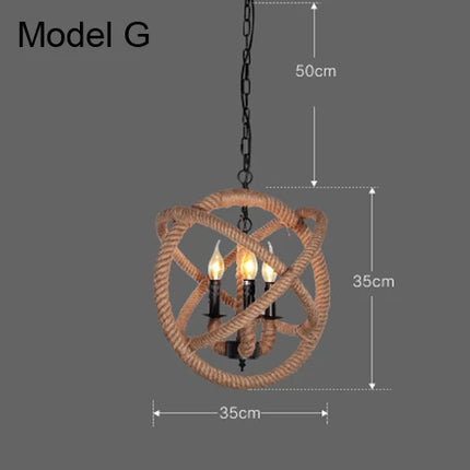 Suspension industrielle rustique avec corde pour intérieur — LZ7D4X