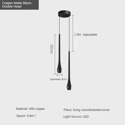 Suspension décorative en cuivre forme goutte d'eau moderne — LZ4T9X