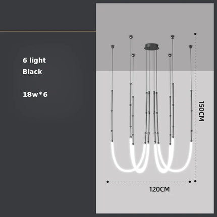 Lustre Art déco en métal noir avec éclairage LED intégré — LZ4X9P